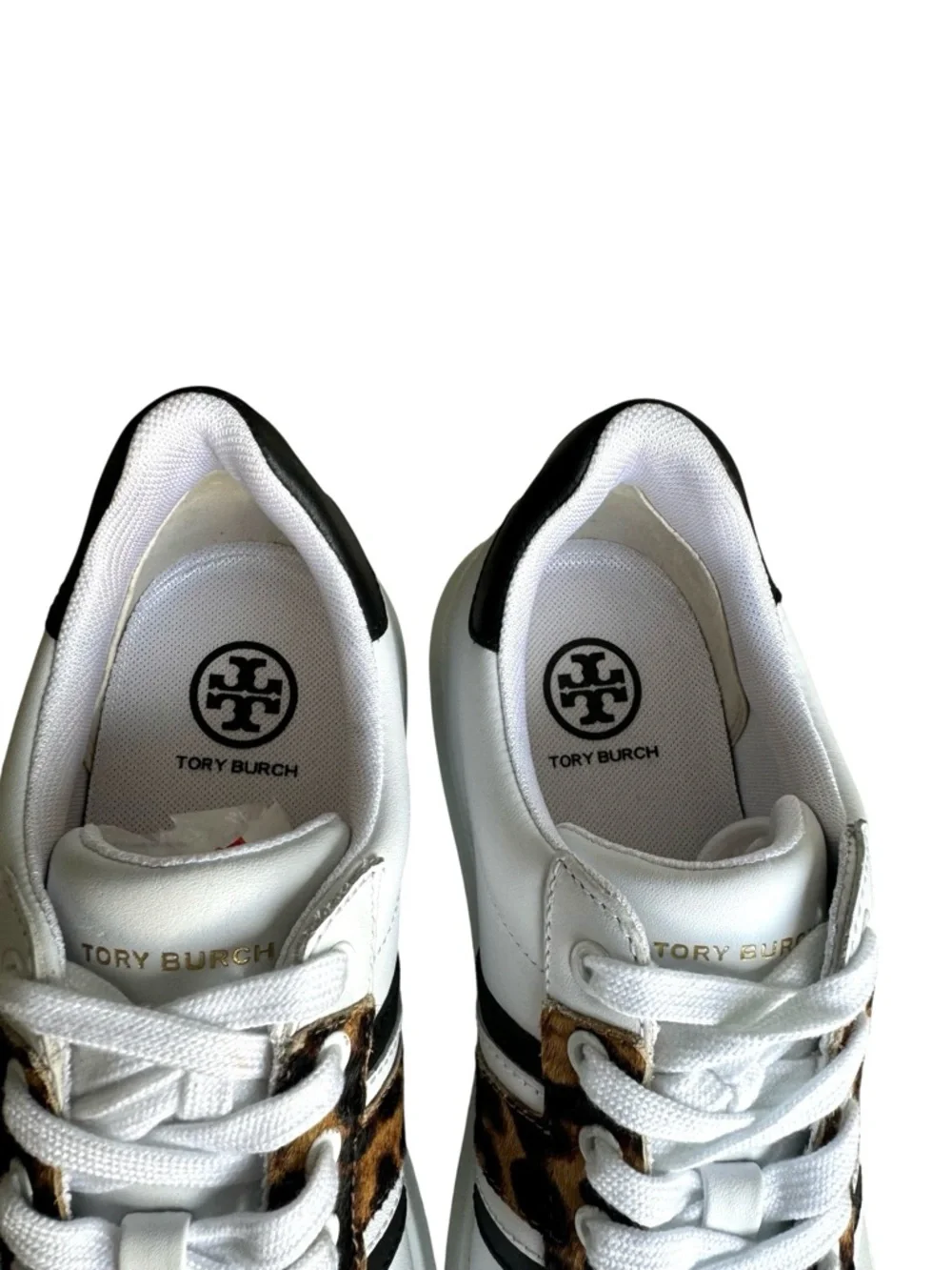 Tory Burch Howell T Saddle Court Sneakers White Barbados Leopard